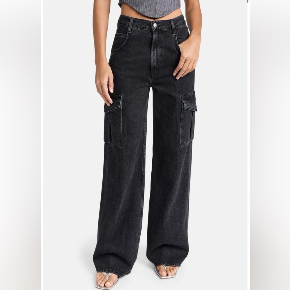 AGOLDE Black Wide-Leg Cargo Jeans